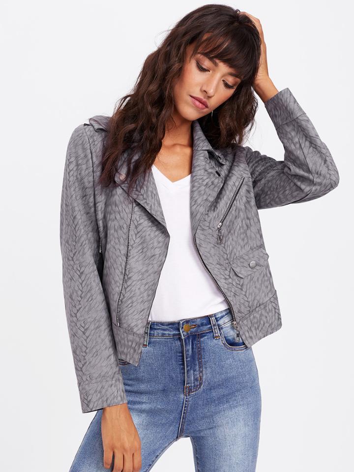 Shein Revere Collar Zip Up Jacket