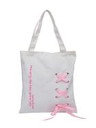 Shein Slogan Print Ribbon Lace Up Canvas Bag