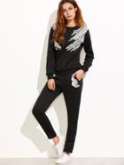 Shein Angel Wings Print Sweatshirt With Pants