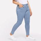 Shein Plus Pocket Patched Crop Skinny Jeans