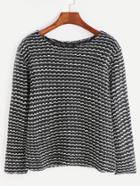 Shein Black And White Long Sleeve Slub Sweater