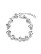 Shein Square Metal Design Charm Bracelet With Rhinestone
