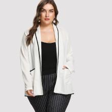 Shein Plus Contrast Binding Shawl Collar Blazer