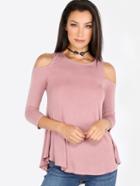 Shein Sleeved Cold Shoulder Tank Dusty Mauve