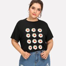Shein Plus Daisy Print Tee