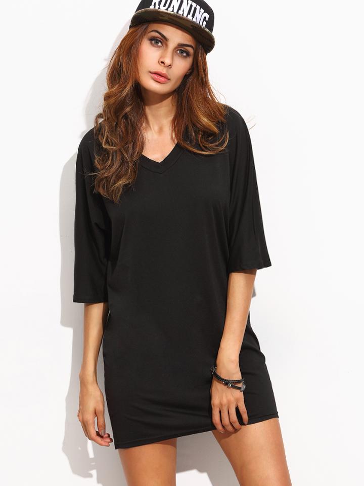 Shein Black Half Sleeve T-shirt Dress
