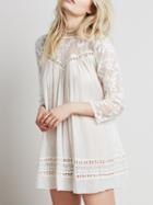 Shein Lace Insert Hollow White Blouse