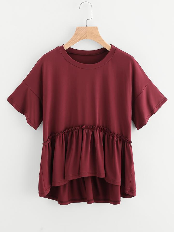 Shein Drop Shoulder Dip Hem Smock Tee