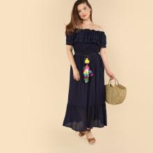 Shein Plus Layered Flounce Off Shoulder Dress