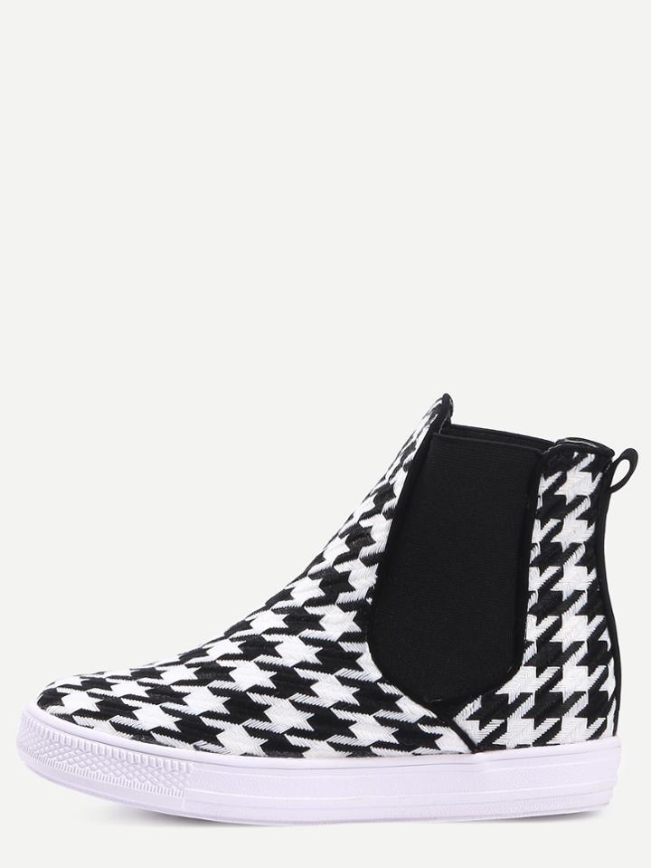 Shein Black White Houndstooth Pattern Flats