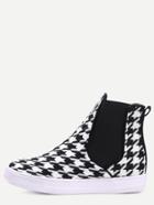 Shein Black White Houndstooth Pattern Flats