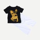 Shein Boys Rabbit Print T-shirt With Pant