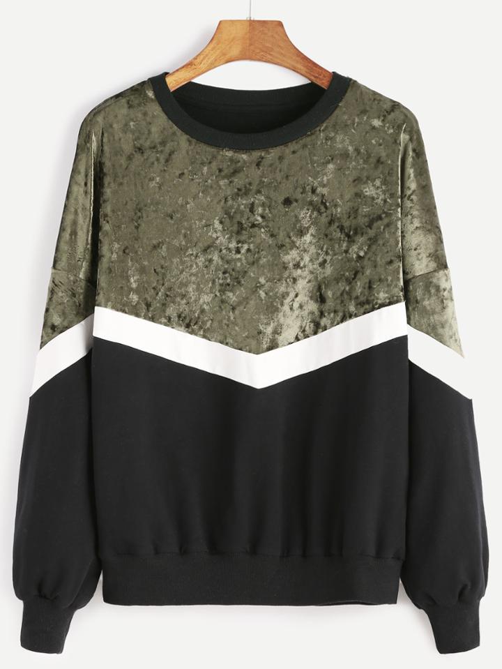 Shein Color Block Drop Shoulder Mixed Media Sweatshirt