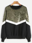 Shein Color Block Drop Shoulder Mixed Media Sweatshirt