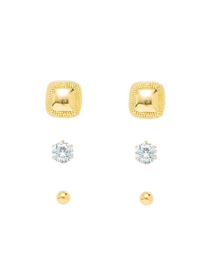 Shein Rhinestone Geometric Design Stud Earring Set