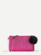 Shein Glitter Clutch Chain Bag With Pom Pom