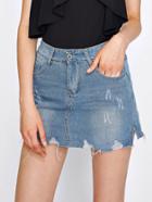 Shein Bleach Wash Raw Hem Skort