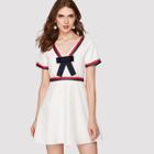 Shein Bow Front Woven Tape Detail Dress