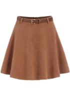 Shein Khaki High Waist Flare Skirt
