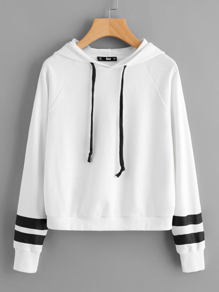 Shein Striped Raglan Sleeve Hoodie