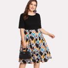Shein Plus Abstract Print Combo Dress
