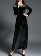 Shein Black Sequined Velvet Maxi Dress