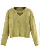 Shein Mustard Cut Out Crop Sweater