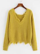 Shein Raw Cut Scalloped Hem Jumper