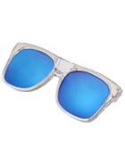 Shein Metal Featured Frame Blue Lenses Sunglasses