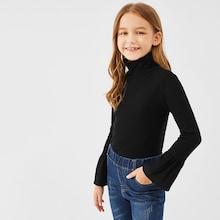Shein Girls Mock-neck Flounce Sleeve Tee