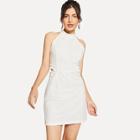 Shein Halterneck Eyelet Embroidered Dress