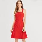 Shein Pocket Patched Ruffle Hem Dress With Thick Strap