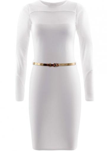 Rosewe Charming Long Sleeve Round Neck Mesh Splicing Bodycon Dress