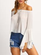 Shein White Off The Shoulder Bell Sleeve Shirt
