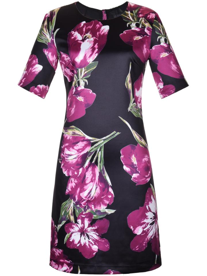 Shein Black Flowers Print Sheath Dress