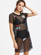 Shein Lovely Patch Detail Fishnet Dress