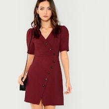 Shein Asymmetrical Button Up Wrap Dress