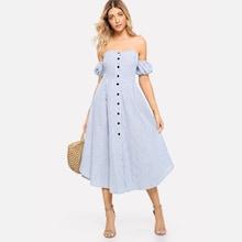 Shein Tube Striped Button Front Dress