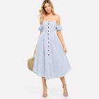 Shein Tube Striped Button Front Dress