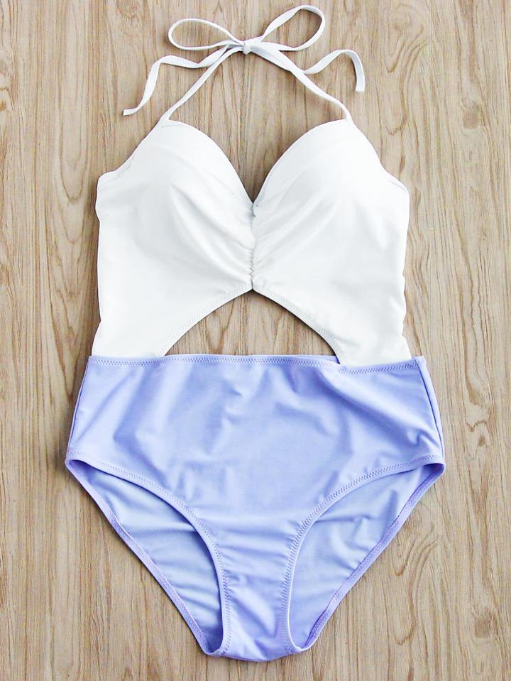 Shein Two Tone Cutout Front Halter Bikini Set