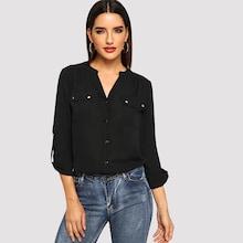 Shein Puff Sleeve Knot Solid Top