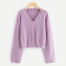 Shein Wide Sleeve Raw Cut Jumper
