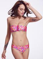 Shein Rose Red Floral Bandage Bikini Top