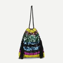 Shein Sequin Overlay Shoulder Bag With Tassel