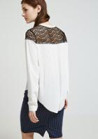 Shein White Long Sleeve With Lace Blouse