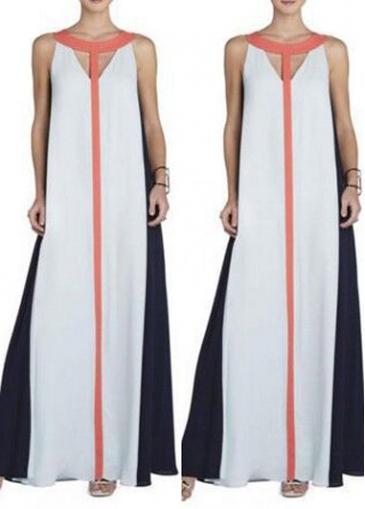 Rosewe Sleeveless White And Black Patchwork Shift Dress