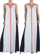 Rosewe Sleeveless White And Black Patchwork Shift Dress