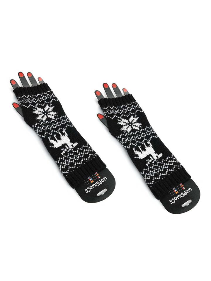 Shein Elbow Length Knit Fingerless Gloves