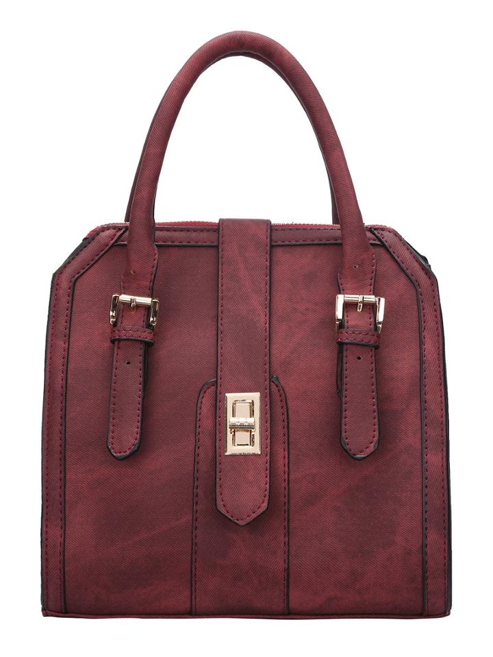 Shein Purple Zipper Denim Texture Tote Bag