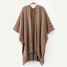 Shein High Low Fringe Hem Poncho Sweater Coat